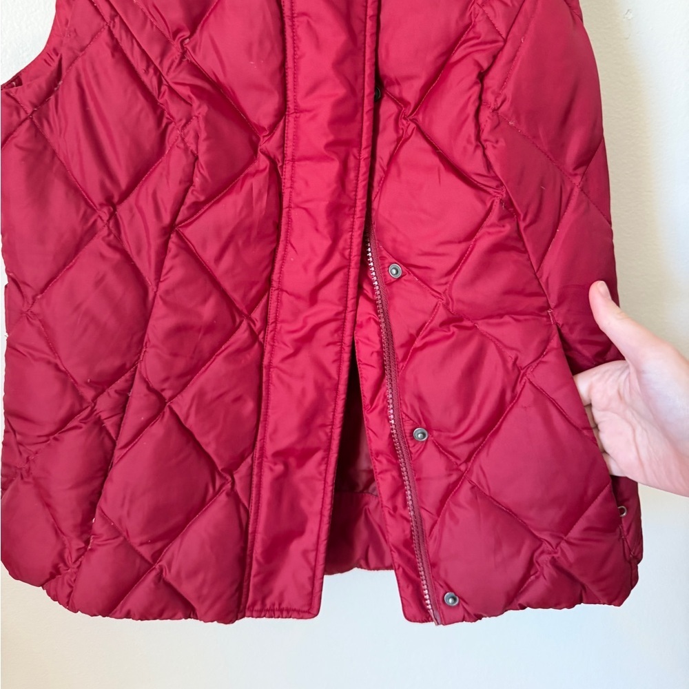 Vintage Eddie Bauer Goose Down puffer vest cherry red quilted with pockets sz-XS - Picture 2 of 5